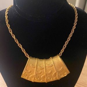 Vintage gold tone etched barrel slider necklace| vintage barrel slider necklace